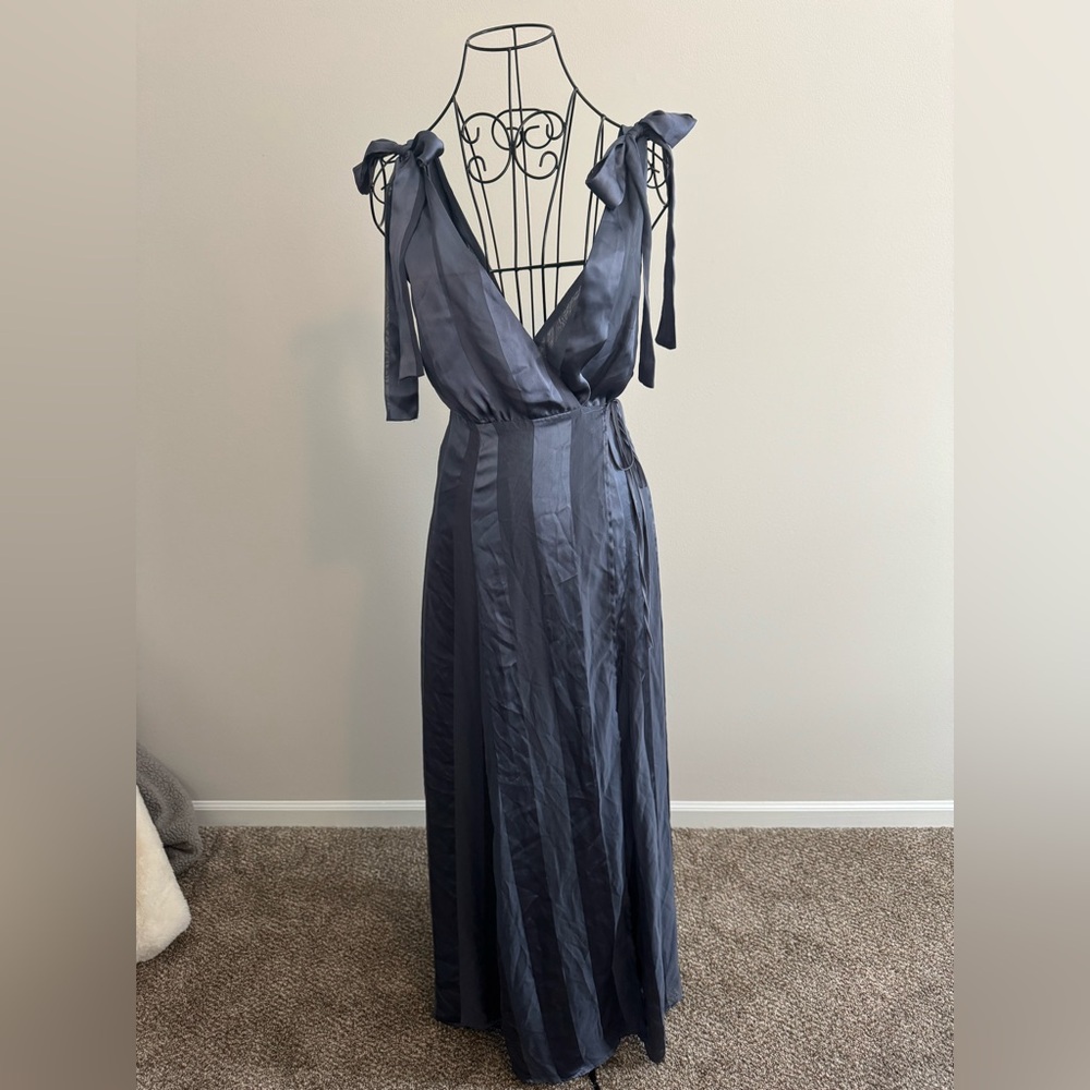 Forever 21 Satin Navy Maxi Dress